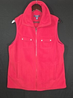 Chaps Bright Red Fleece Vest - Full Zip -Size Women's XLG